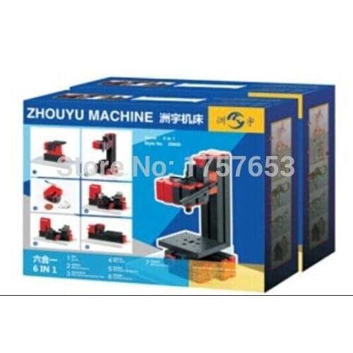 FREE SHIPPING ZHOU YU 6 in 1 Motorized Mini CNC Machine Jig-saw Grinder Driller Metal Lathe