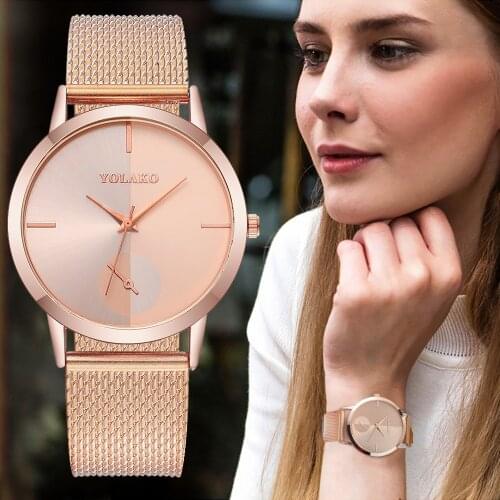 YOLAKO Watches Women relogio feminino Luxury Women Watches Fashion Ladies Watch Rose Gold Wrist Watch Stainless Steel Clock