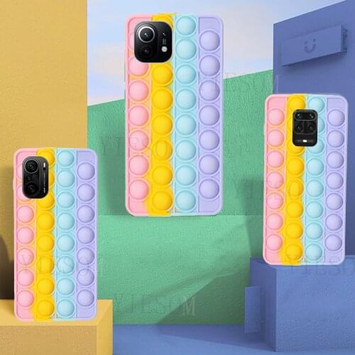 Pop Push it Bubble Fidget Toys Case for Xiaomi Poco F3 Mi 11 Mi 10 Pro CC9 Redmi Note 10 9S 9 8 7 Pro Redmi K40 K30 K20 Cover