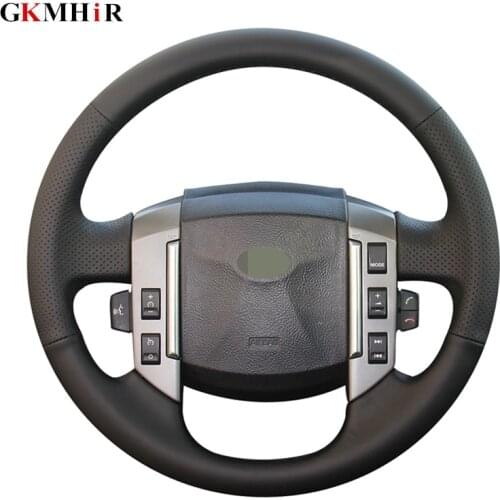 Black Artificial Leather Hand-stitched Car Steering Wheel Cover for Land Rover Discovery 3 2004-2009
