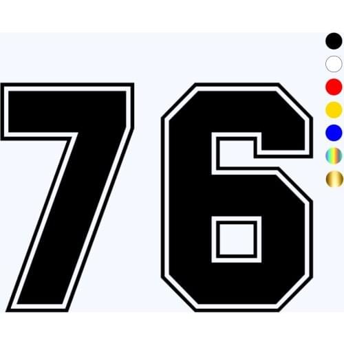 CK3228# multicolor Number 76 reflective funny car sticker vinyl decal waterproof car auto stickers silver/ black for bumper