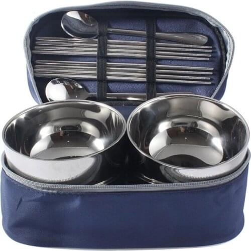 Four people delicate outdoor tableware outdoor tools portable travel stainless steel tableware set outdoor tools