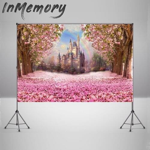 Castle Princess Birthday Background for Photo Studio Spring Floral Girls Birthday Party Decoration Flower Sea Photo Studio