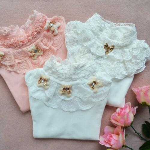 Girls Tshirts Kids Autumn Spring Clothing Children T-shirts For Girl Long Sleeve Toddlers T Shirts White