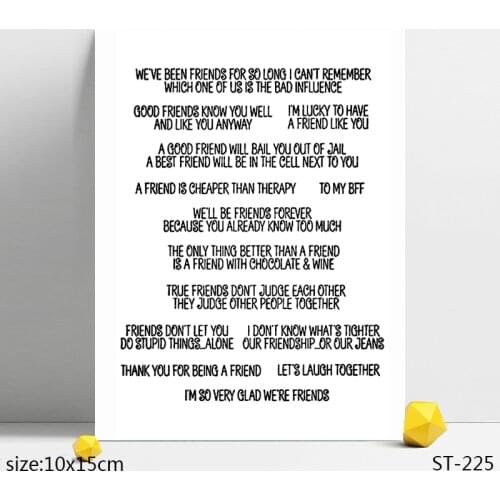 AZSG Good Firend / Friendship Clear Stamps/Seals For DIY Scrapbooking/Card Making/Album Decorative Silicone Stamp Crafts