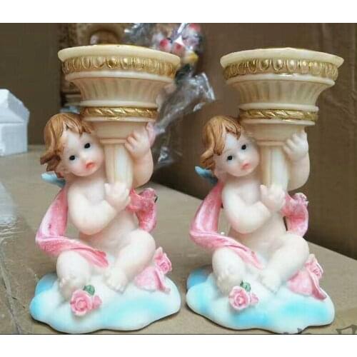 Christian Catholic relics Little angel candle stand statue altar prayed to Jesus Figure Statue art Sculpture Crafts