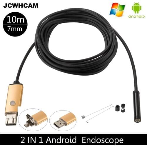 JCWHCAM USB Endoscope 7mm 10 M Length Android Endoscope Insepction Borescope Waterproof Tube Visual Camera Lens Snake Video