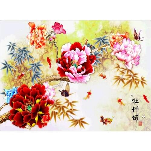 Full square round 5D Diy Diamond Painting Peony flower pictures for embroidery mosaic art by hand crafts wall stickerZP-3124