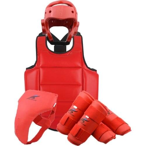 Karate Shin Protector Adults Child WTF Taekwondo Sparring Helmet Chest Crotch Guard Set Boxing Kids MMA Martial Arts Equipment
