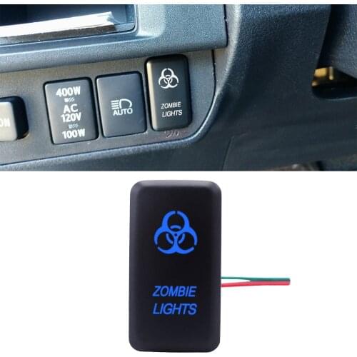 Wsen Push Button with Zombie Lights Symbol Blue Backlight ON-Off with Connector Wire Kit Fit For Toyota Tacoma Tundra 4Runner