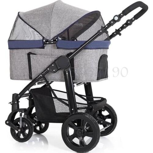 Medium and large pet stroller high-end dog hand push rescue dog four-wheeled out stroller bag separation