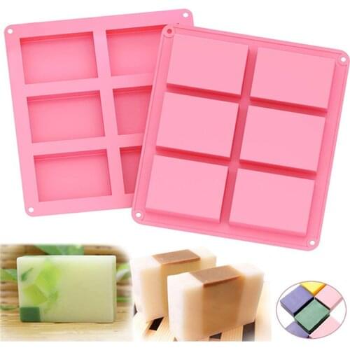 10 pcs 6 Cavities Handmade Rectangle Square Silicone Soap Mold Chocolate Cookies Mould Cake Decorating Fondant Molds
