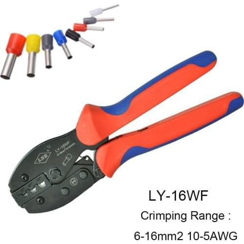 LY-16WF High Quality Hand Crimping Tools for crimping wire-end ferrules 6-16mm2 10-5AWG Ratchet Pliers crimper dropshipping