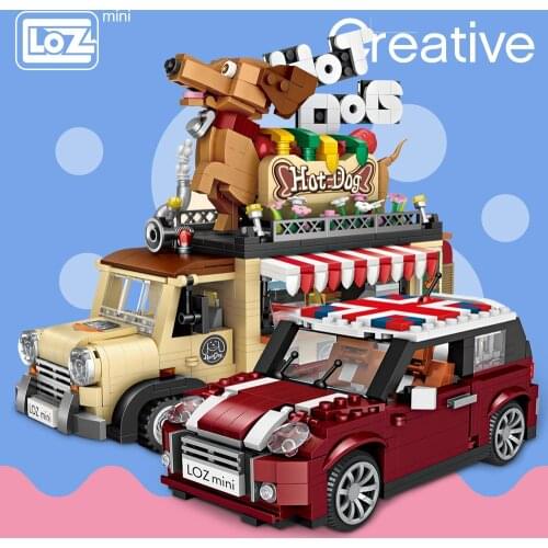 LOZ Technic Mini Building Blocks Hot Dog Cart Car Vehicle Assemable Kids Educational Toys for Children Creator Ice Cream Truck