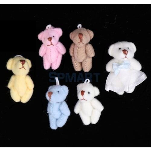 6Pcs 1/12 Scale Doll Plush Animal Mini Little Bear Toy for Kids Children Home Office Baby Room Decor Birthday Gift