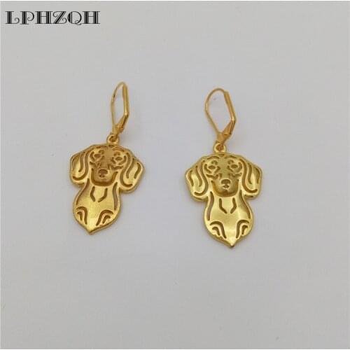 LPHZQH Fashion Hippie Cute Dachshund Golden Retriever Dog Earings For Women Girl Dog Lovers Pet Jewelry Christmas Birthday Gift