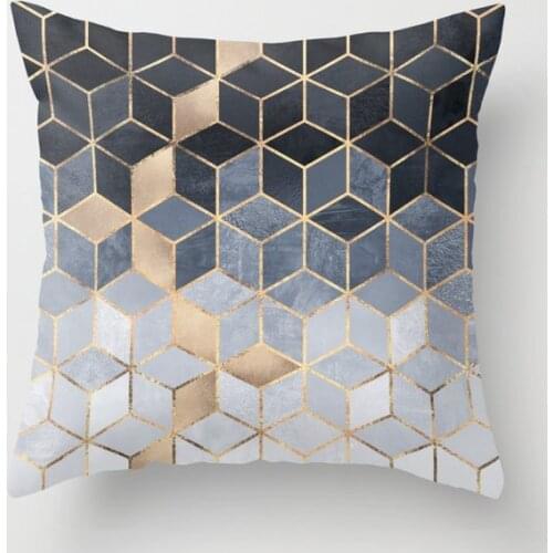 Soft Blue Gradient Cubes Decorative Pillowcases Cotton Linen Geometry Throw Pillow Case Home Sofa Decor Pillowcase