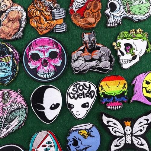 Animal/Tiger Diy Patches Iron On Patch On Clothes Alien Embroidey Patches For Clothing Punk/Skull Stickers Patches Applique