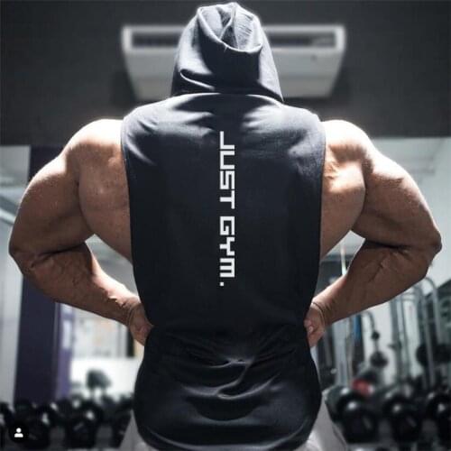 New Fashion Sports Cotton Sleeveless Shirts Mens Gym Hoodies Tank Top Men Fitness Shirt Bodybuilding Singlet Workout Vest Men