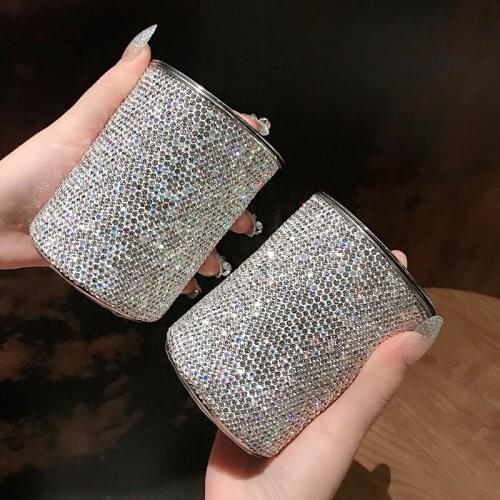 Shiny Rhinestone Tobacco Ash Ashtray Box Tide Desktop Decoration Metal Ash Storage Jar With Cover Holder Car Smoking Accessories