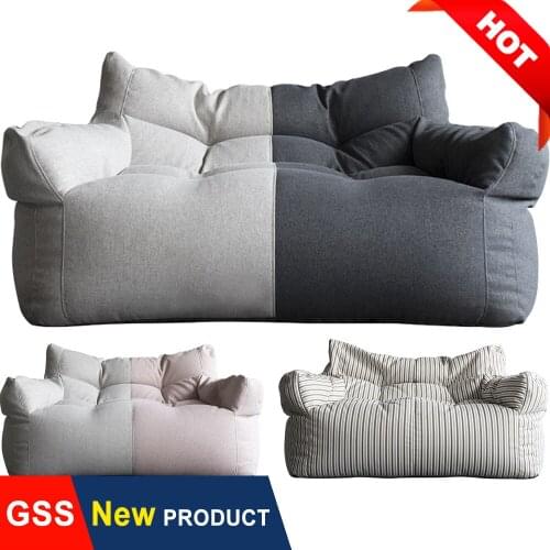 Two people seat accommodate adults bean bag sitting chair. large lazy portable living room or home furniture cushion sofa couch