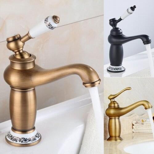 Bathroom Faucet Antique Bronze Finish Brass Basin Sink Solid Brass Faucets Single Handle Water Mixer Taps Bath Crane
