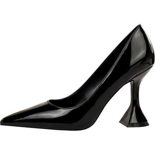 European and American sexy nightclub show thin bright surface lacquer shallow mouth pointed party high heel single shoes