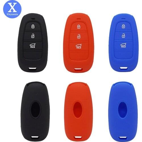 Xinyuexin New Silicone Car Key Case Shell Fob for Hyundai Sonata Smart Remote Control Car Key Cover 3 Buttons Auto Accessories