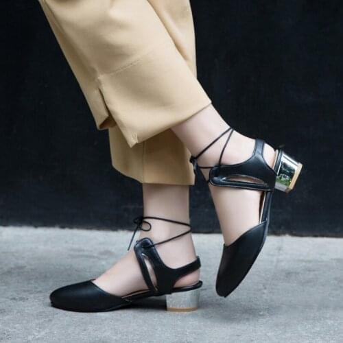 Pumps Spring Autumn new style cross Lace fashion High heels Single shoes sweet student Womens shoes high 4cm plus size 34-43