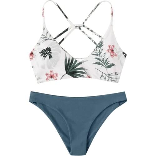 Tanga mujer Women Floral Random Print Bikini Set Push-Up Swimsuit Beachwear Padded Swimwear Mujerstroje Kapielowe Damskie