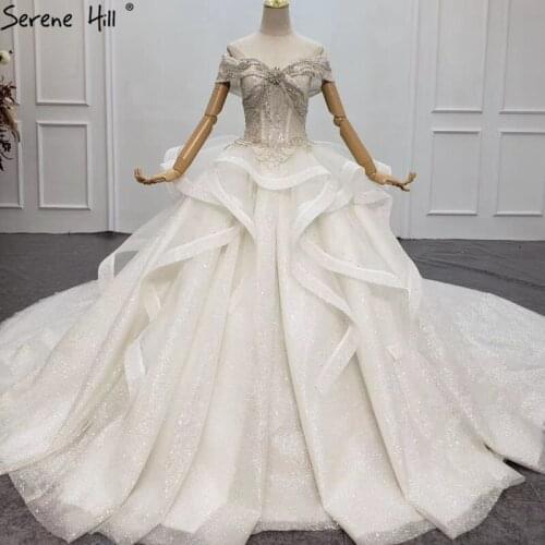 Serene Hill Ivory Luxury Sweetheart Dubai Wedding Dress 2020 Off Shoulder Diamond Beading Bridal Wear Gown Custom Made CHX0144