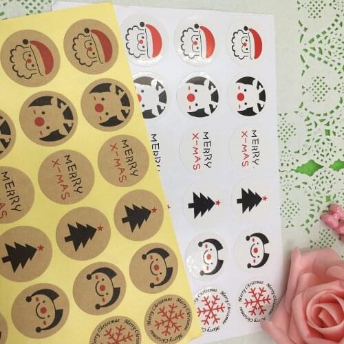 100pcs Kraft Sticker Labels for Christmas Label Stickers Paper Round Self-adhesive Labels Sealing For tips/box/jewelry/bag/card