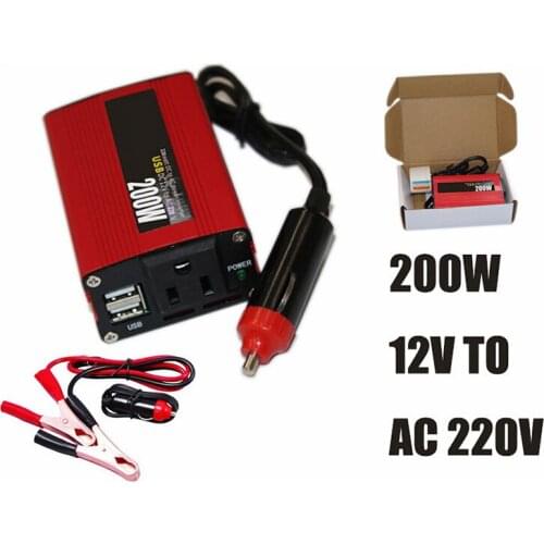 200W vehicle-mounted dual USB interface inverter 12V to 220V red oval power converter