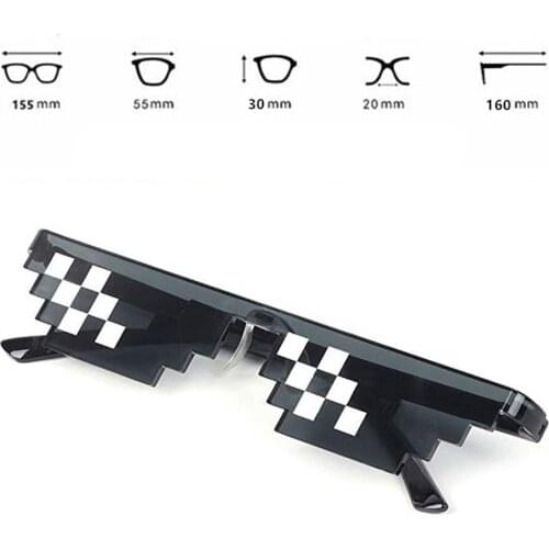 3/6 Bit Thug Life Sunglasses Pixelated Men Women Brand Party Eyeglasses Mosaic UV400 Vintage Eyewear Unisex Gift Toy Glasses