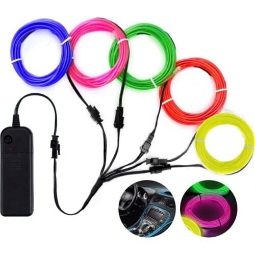 40% Dropshipping!!EL Wire Luminous Car Decoration 1m Halloween Party LED Glow Cable DIY Costumes for Christmas