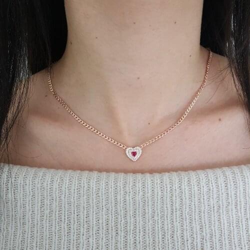 925 Silver Love Necklace Turkish Jewelry Valentine Day Heart Zircon Fashion Necklace For Women Minimalist Style Luxury Designer