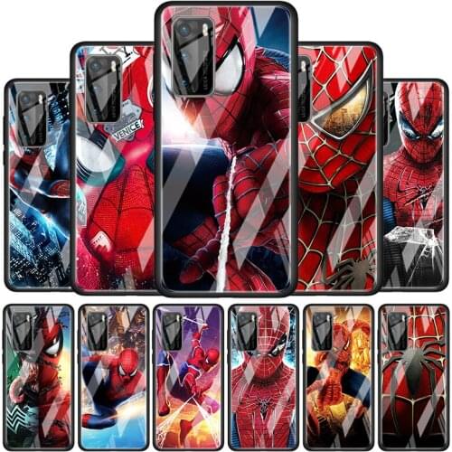 Spiderman Marvel for Huawei P40 P30 Pro Plus P20 P10 Lite P Smart Z 2021 2020 2019 Luxury Tempered Glass Phone Case