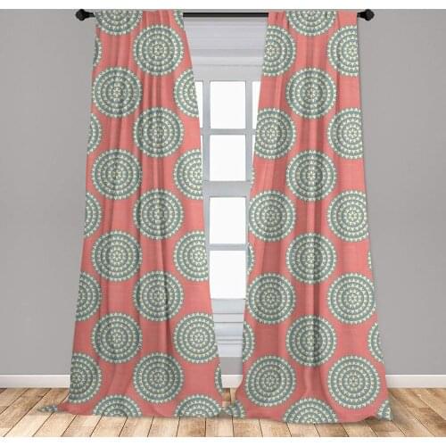 Ethnic Curtain Mandala Inspired Motif from Circles and Triangles Boho Tribal Art Window Treatment Living Room Bedroom
