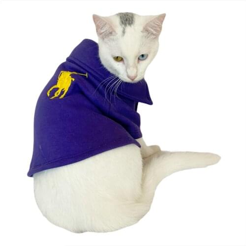 RL Purple Yellow POLO NECK CAT T-SHIRT Cat Clothes, Cat Fashion