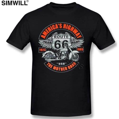 Route 66 America Highway T-shirt Mens Breathable Short Sleeve Cotton Tees Top Round Neck Biker T shirts Oversize Classic Tshirt