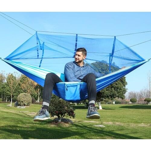2 Person Blue Ultralight Outdoor Camping Mosquito Net Parachute Hammock Garden Hamak Hanging Bed Leisure