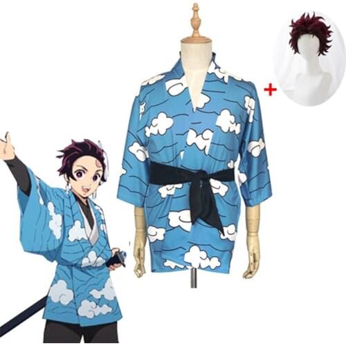Demon Hunter: Kimetsu no Yaiba Kamado Tanjirou Urokodaki Sakonji Cosplay Costume Helloween Carnival New Years Christmas Costume