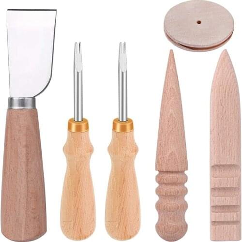 LMDZ Leather Knife Leather Edge Beveler Trimmer Polishing Tool Wood Leathercraft Edge Slicker Burnisher Leather Skiving Knife