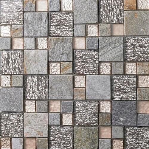 Stone mixed glass mosaic 23x23mm, 48x48mm square mosaic tiles bedroom wall tiles living room dining room wall mosaic