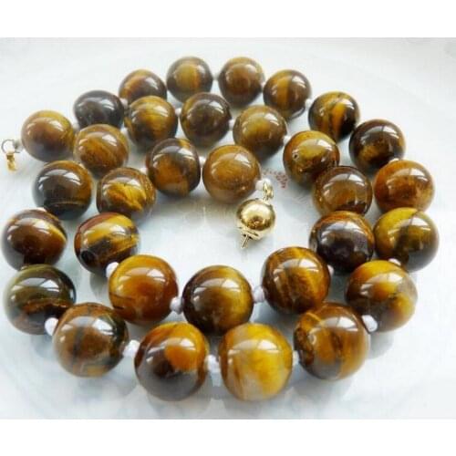 Fashion Handmade 12mmTiger Eye Round Beads Necklace 18inch AAA