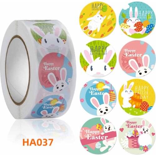 500Pcs Happy Easter Stickers Rabbit Egg Cartoon Self Adhesive Seal Label For Easter Party Kids Gift Bag Decor Tags Handmade