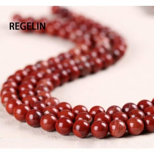 REGELIN Natural Stone Red Brecciated Jaspers Round Beads 15" Strand 6mm 8mm 10mm Pick Size For Jewelry Making