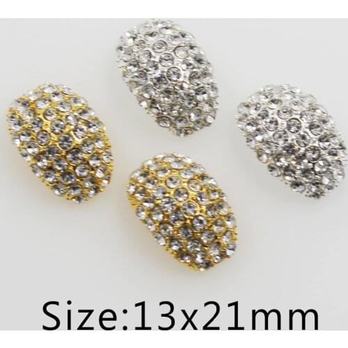 New 10Pcs/set 13mm*21mm oval Alloy Rhinestone button clothing Shoes buckle Wedding decoration costura girl hair accessories