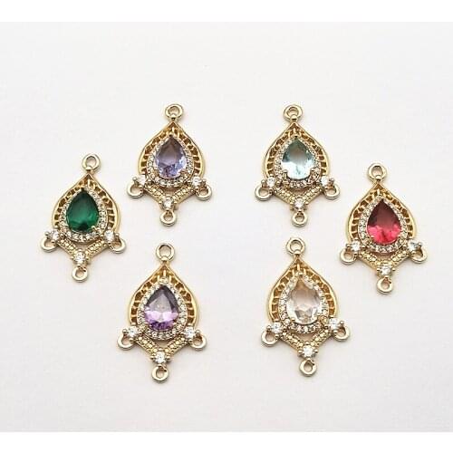 New arrival!25x16mm 40pcs Crystal/Cubic Zirconia Drop Connector for Earring DIY Making, Jewelry Accessories Findings & Component