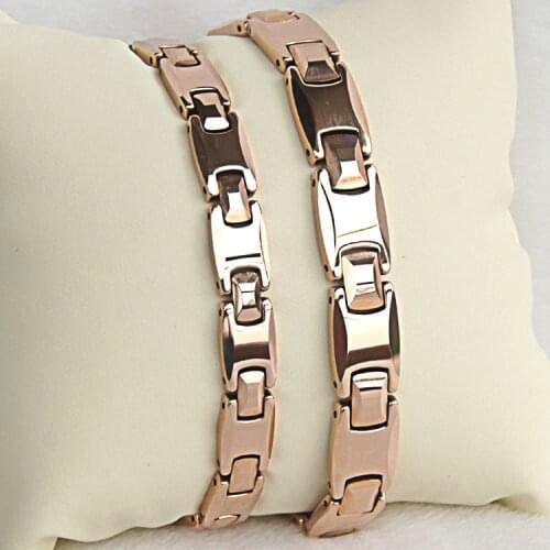 New Arrival High Polished Tungsten Carbide Bracelet Rose Gold Plating with Health Black Magnet Stones for Man/Woman 19CM/20CM